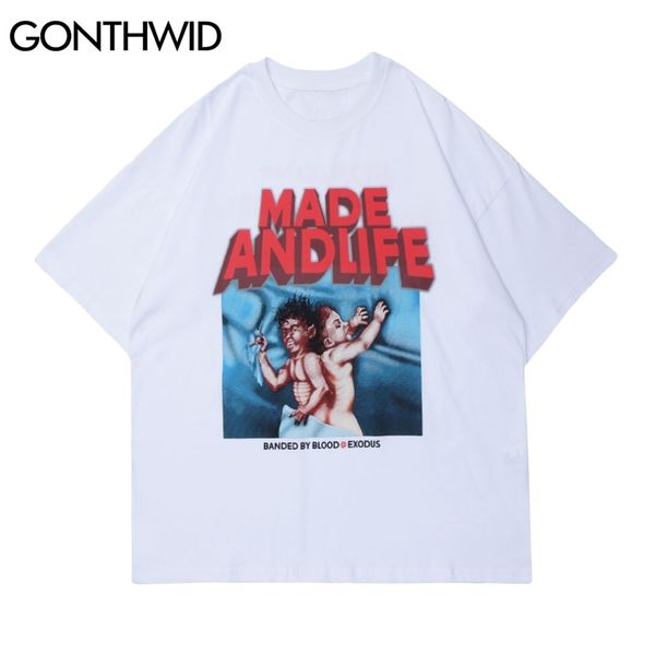 

t-shirts summer men streetwear hip hop devil boys print short sleeve tees cotton casual harajuku loose tshirts 210602, White;black