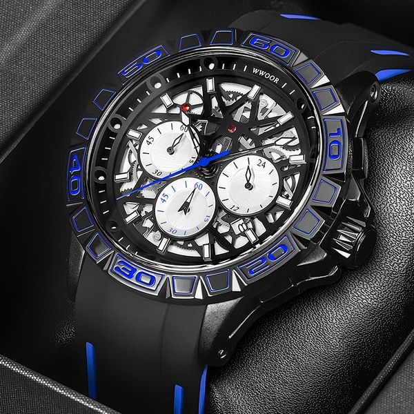 

wristwatches watch for men wwoor 2021 luxury casual quartz blue sport waterproof clock silicone wrist watches male2021, Slivery;brown