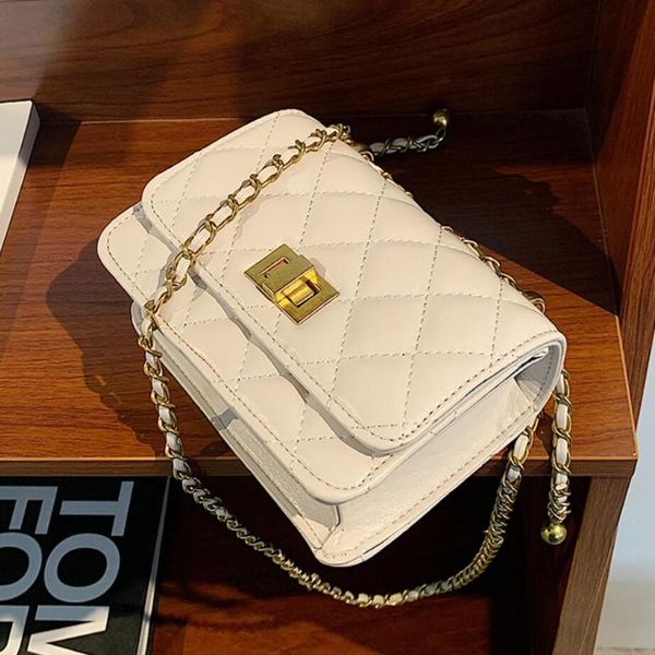 

evening bags lattice mini square crossbody bag 2021 summer high-quality pu leather women's designer handbag chain shoulder messenger