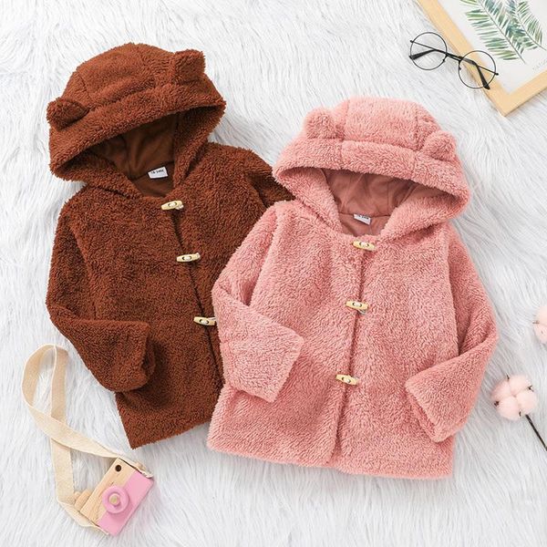 

jackets fashion toddler infant baby kids boys girls cute plush fleece solid colors hooded coat winter long sleeve jacket outerwear#g4, Blue;gray