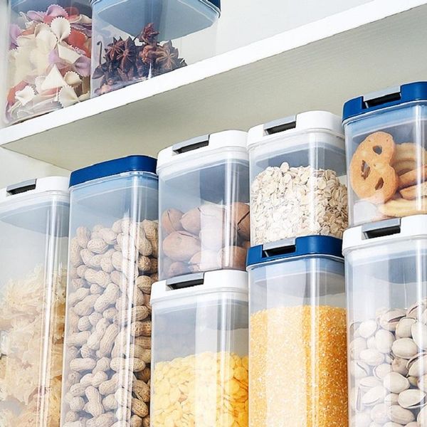 

storage bottles & jars 3 different capacity plastic sealed kitchen box transparent canister keep fresh clear container
