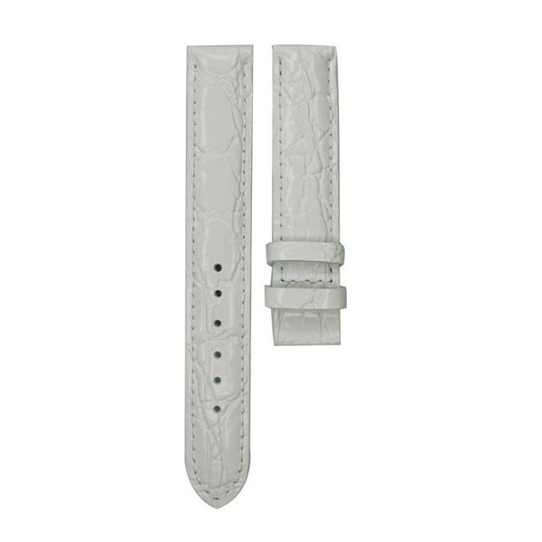 

watch bands yqi 16mm genuine leather strap band white for t050217a watches women croco grain alligator calfskin watchband hour, Black;brown