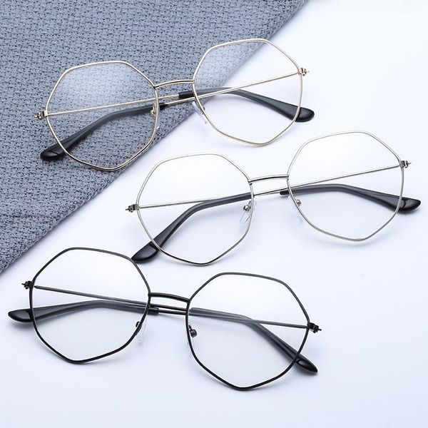 

fashion sunglasses frames polygon eyeglasses frame clear lens glasses retro spectacles optical transparent, Black