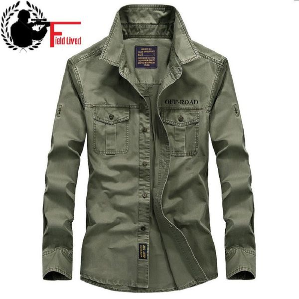 Casual Herren Military Style Armee Taktische Hemden Langarm Marke Kleidung Slim Army Kleid Hemd Männlich Grün Khaki Navy 210518