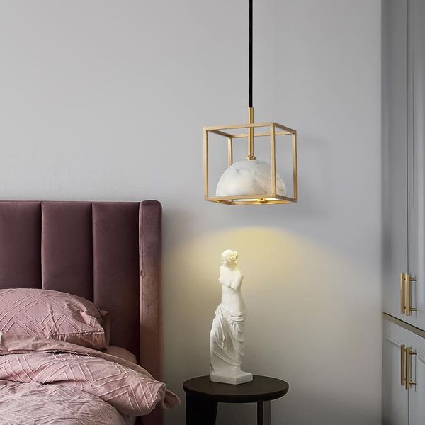 

pendant lamps nordic led decoration for bedside living dining room luxury golden copper marble ceiling hanging lighting fixtures