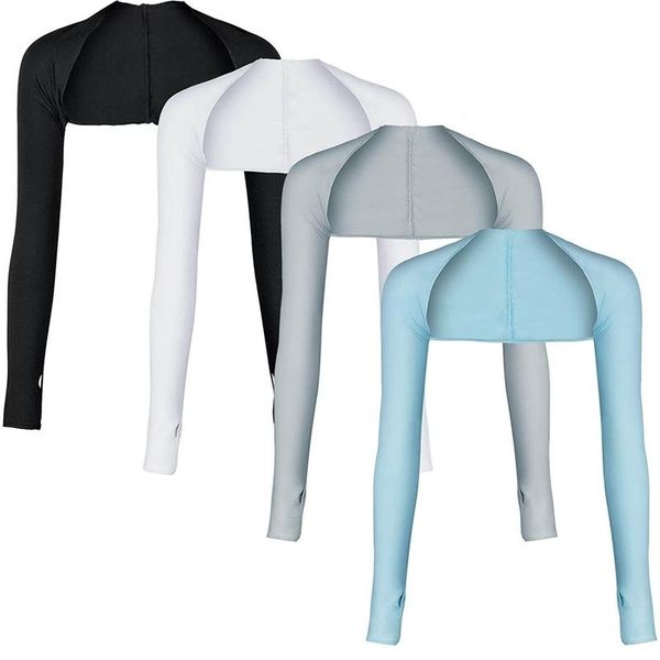 

pcs summer ladies cooling shawl arm sleeves sun uv protection with finger hole for golf,driving,riding,fishing elbow & knee pads, Black;gray