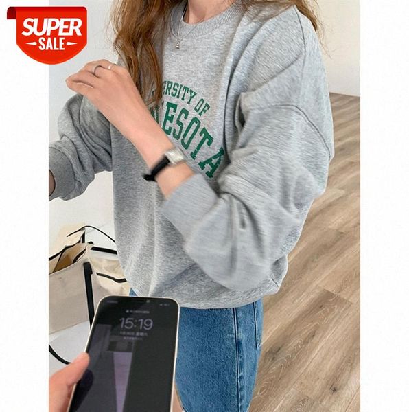 

tg turtleneck casual letter sweatshirt women korean style loose round neck long sleeve 13621 #qp3y, Black;gray