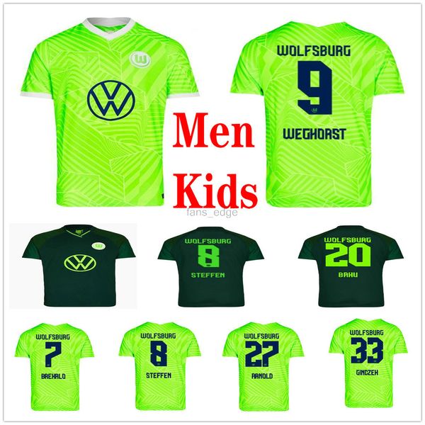 

2021 2022 vfl wolfsburg soccer jerseys brekalo roussillon steffen weghorst klaus xaver malli arnold guilavogui baku custom 21 22 men+kids ki, Black;yellow