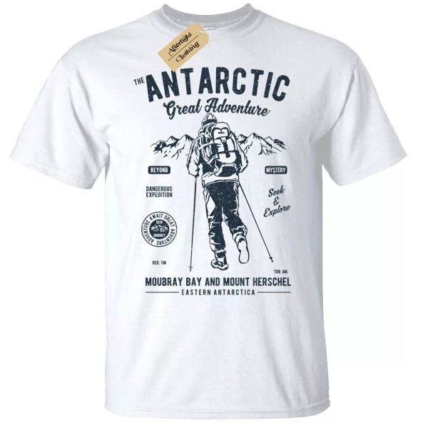 

antartic aventura camiseta hombre antarctica peligroso expedition, White;black
