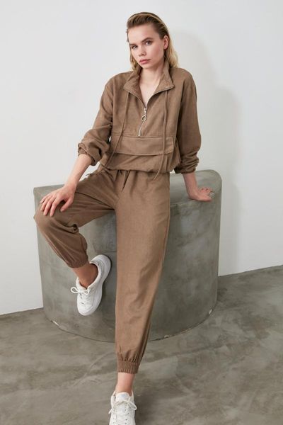 

mink suede jogger pants twoaw21pl0070 women's & capris, Black;white