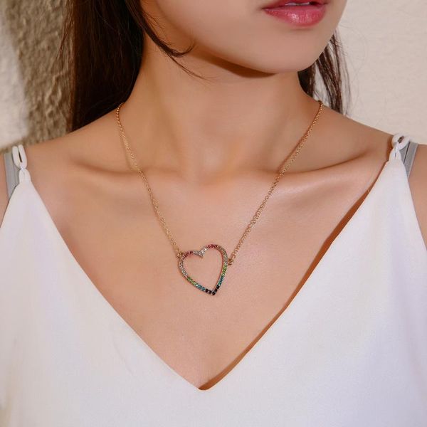 

chains european and american jewelry simple color love necklace fashion all-match hollowpeach heart clavicle chain factorywholesale, Silver