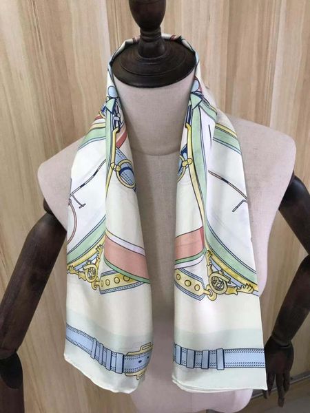 

scarves 2021 arrival winter spring classic blue 100% pure silk scarf twill hand made roll 90*90 cm shawl wrap for women lady, Blue;gray