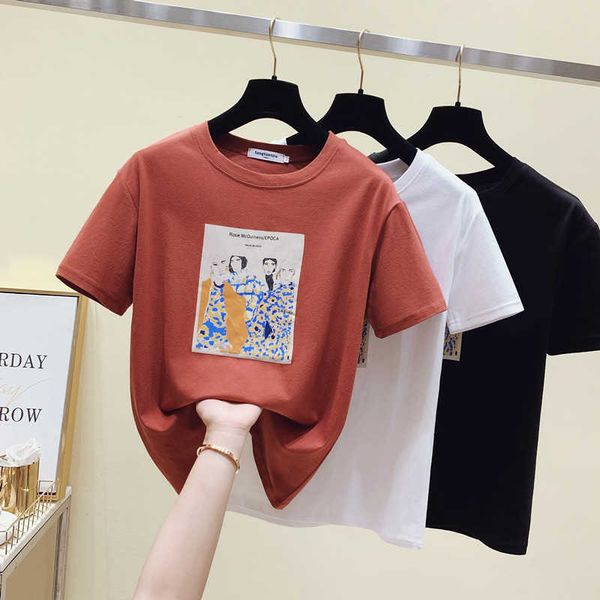

harajuku white tees t shirt women summer clothes woman tshirt short sleeve applique plus size korean tee shirt femme 210604