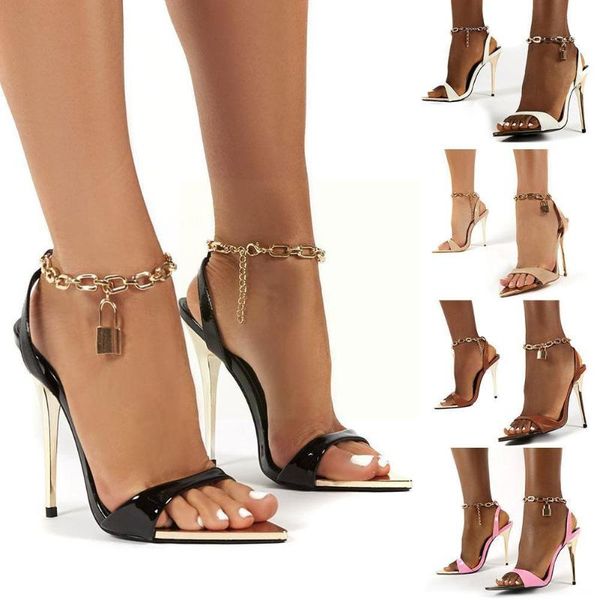 

sandals high heels 2021 summer fashion women's peep toe simple elegant thin shoes temperament c8s4, Black