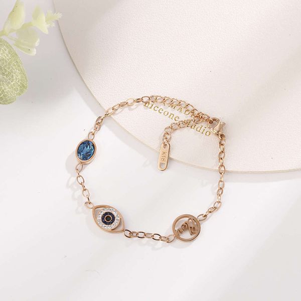 

bracelet devil's eye diamond titanium steel bracelet fashion temperament 18k rose gold mesh red hand jewelry, Golden;silver