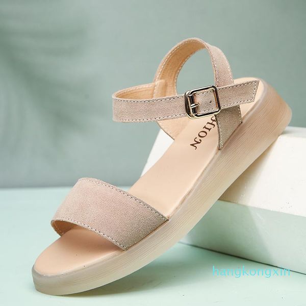

sandals 2021 summer ladies flat shoes platform with buckle open toe sandal, Black
