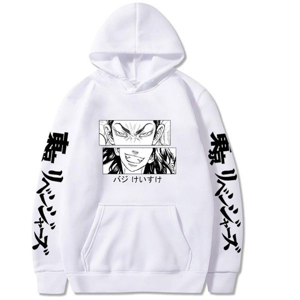 

men's hoodies & sweatshirts fashion japan anime tokyo revengers cosplay women streetwear harajuku keisuke baji eyes and mouth graphics, Black