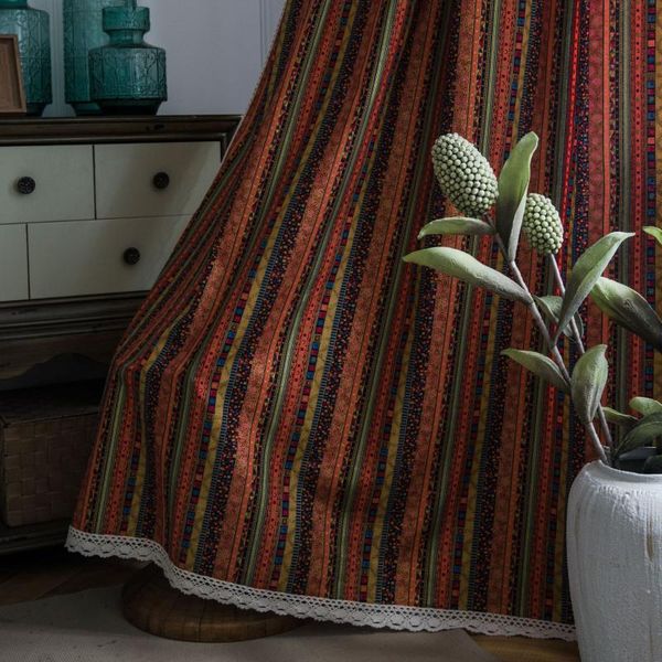 

curtain & drapes luxury boho style geometric lace blackout curtains linen fabri for livinf room panel window treatment