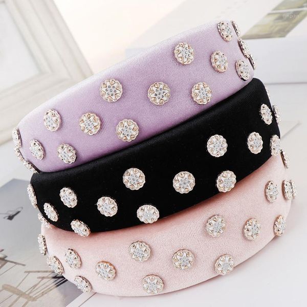 

trendy women rhinestone hairband headband diamonds sponge velvet hair hoop bands accessories hairwave1