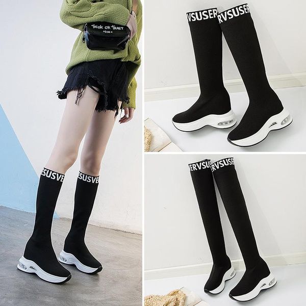 

boots elastic over the knee women socks black long thigh high slim knitting sneakers platform designer shoes