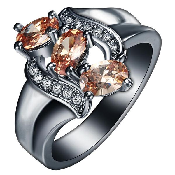 

wedding rings fashion multicolor women anillos flower cubic zirconia black gold-color finger ring distribution fine jewelry, Slivery;golden