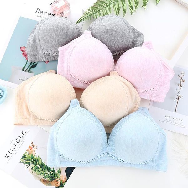 

maternity intimates cotton nursing bras front buckle without steel ring ladies underwear film cup, White
