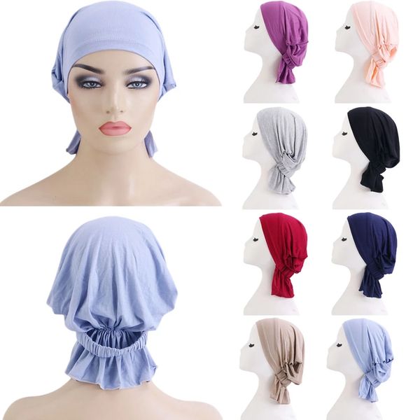 Macio modal algodão muçulmano turbante mulheres interior hijab tampão islâmico underscarf chapéu india chapéu feminino sólido headwrap turbante mujer