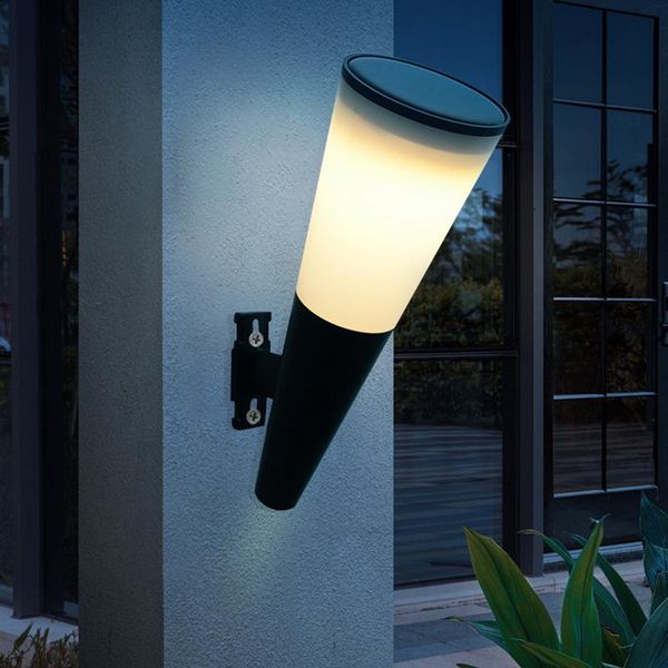 

solar lamps 2021 led outdoor wall light colorful waterproof torch lamp for garden decoration balcony stairway street lighting black