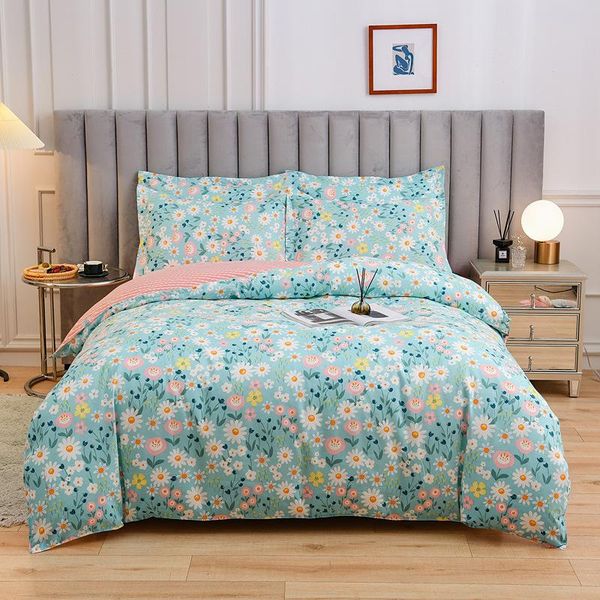 

bedding sets 4pcs daisy printed cotton quilt cover pillow case bed sheet comfortable breathable single double king  set oceania