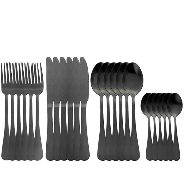 

flatware sets 24pcs black dinnerware set stainless steel knife fork spoon cutlery kitchen dinner service