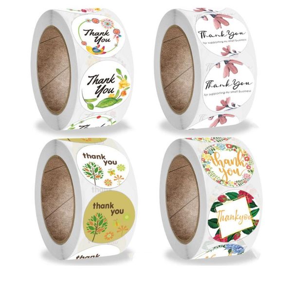 

gift wrap qiduo 500pcs round floral thank you stickers seal labels for wedding favors party handmade envelope stationery sticker