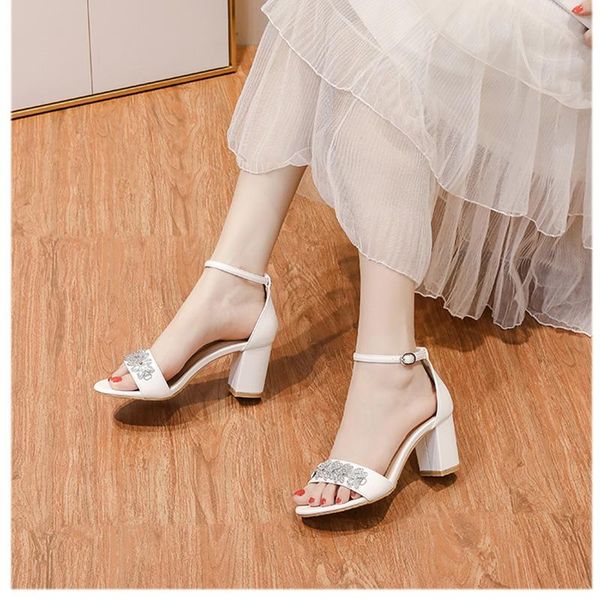 

dress shoes womens wedding sandal bridal sandals chunky heel evening party rhinestones, Black