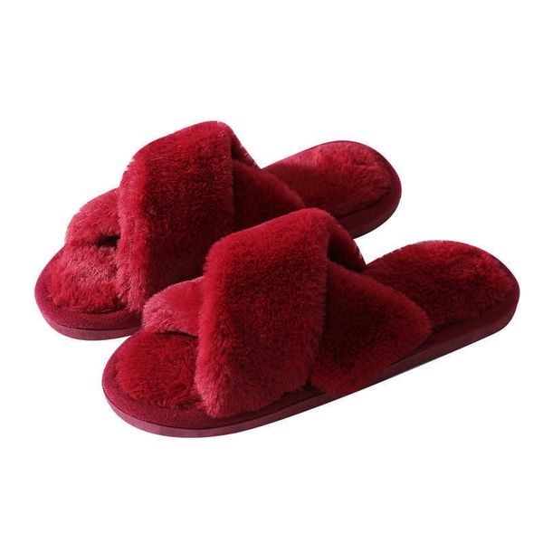 

2021 plush new indoor thermal cotton slippers in autumn and winter, Black