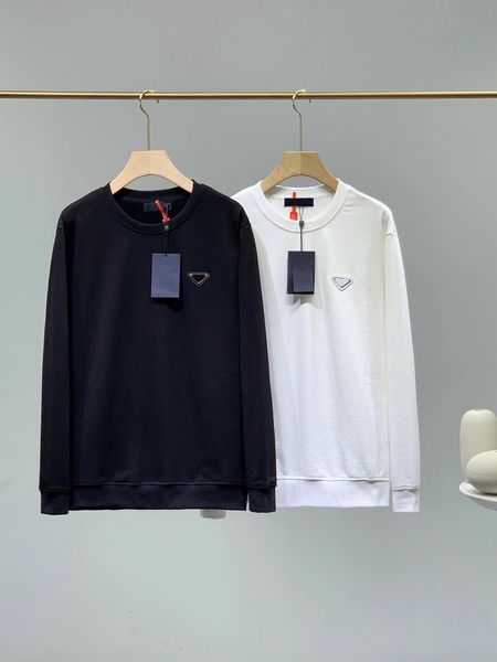 

21ss autumn designer sweatshirt men classic brand casual sweater imported threaded surface comfort chest inverted triangle metal design roun, Black