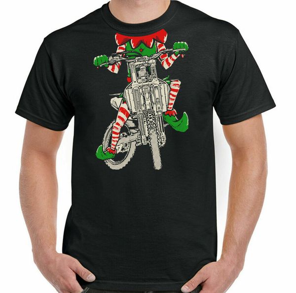 

biker t-shirt elf christmas mens funny motorbike motorcycle bike indian chopper, White;black