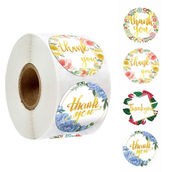 

500pcs/roll Foil Gold Thank You Stickers 1 inch Handmade Seal Labels for Christmas Jewelry Gift Box Decoration Cute Stickers