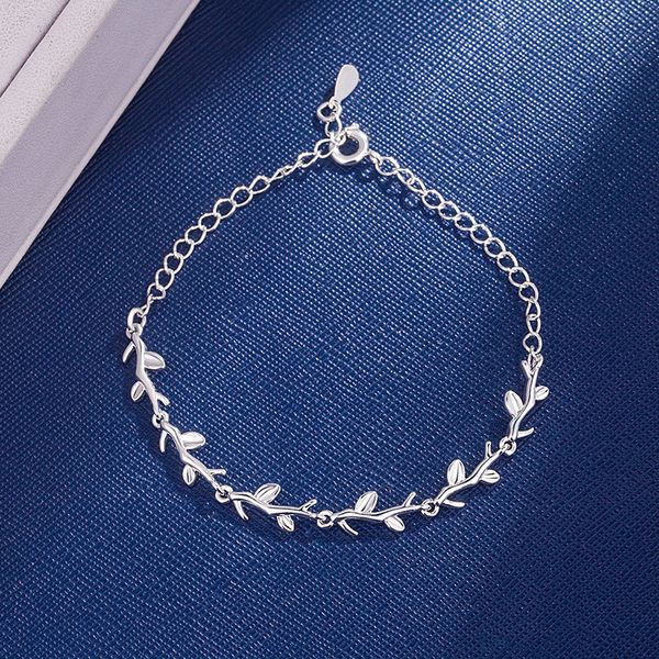 

925 sterling silver moonlight forest bracelets leaves branches bracelets & bangles for women girls wedding jewelry, Golden;silver