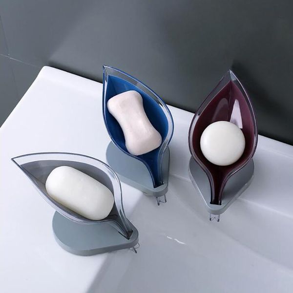 

soap dishes creative leaf shape drain holder box bathroom dish storage plate tray accessories