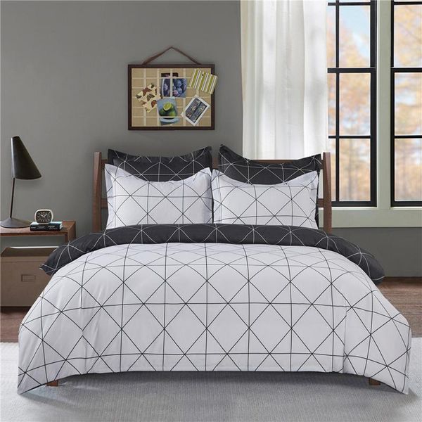 

oentyo white black plaid duvet cover twin full  king single modern comfortable quilt geometric bed linen 220x240 bedding sets