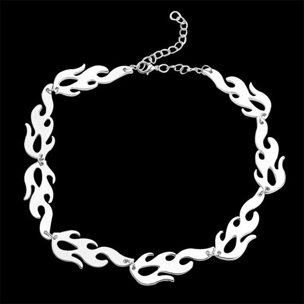 

pendant necklaces hip-hop harajuku flame choker necklace cool street style boy girl punk charm jewelry goth rock party, Silver