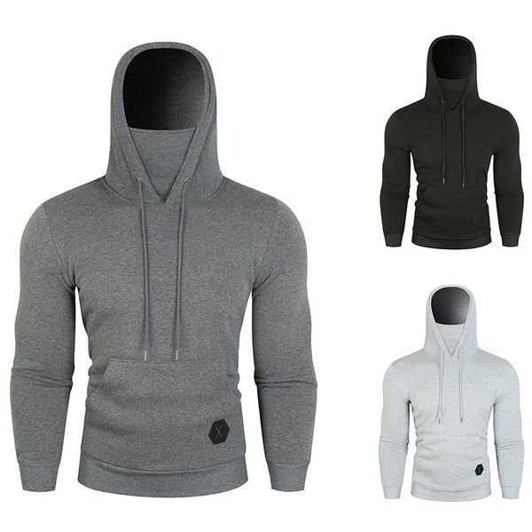 

men's hoodies & sweatshirts 2021autumn winter european code solid color hooded slim figure fleece warm long sleeve hoodie, Black