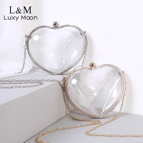 

evening bags mini transparent clutch bag for women heart shape acrylic gold silver chain shoulder purse and handbag sac x491h