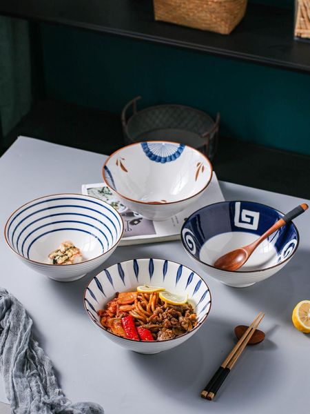 

bowls le household creative rain-hat shaped bowl rice instant noodle ceramic tableware large soup ae50wa