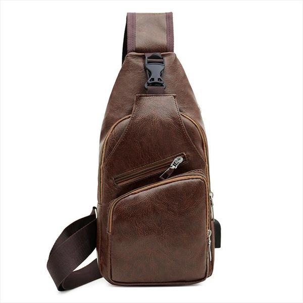 

men chest pack messenger sling sport travel crossbody shoulder bag usb charging phone pouch
