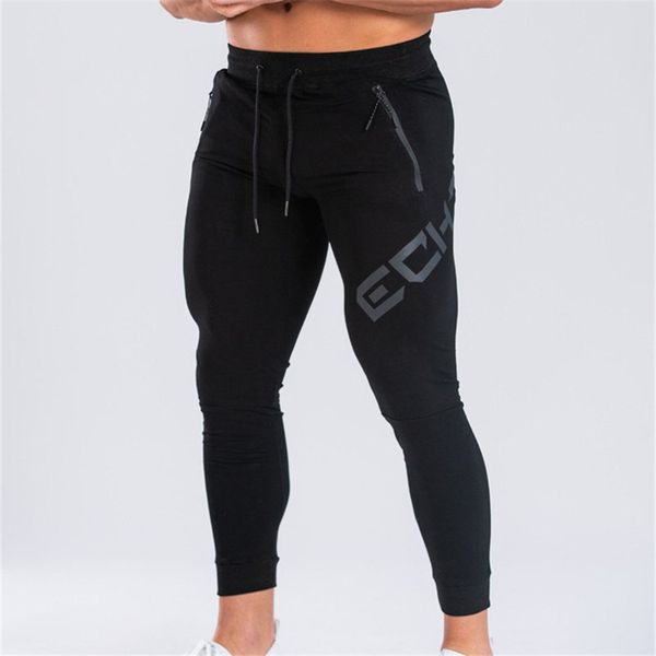 

men pants printing autumn jogger casual mens sweatpants sportswear long trousers new skinny pencil pants man fitness clothing, Black