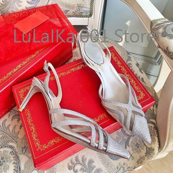 

women's shoes new crystal transparent sandals fairy style summer fashion pointed rhinestone high heels female stiletto, Black