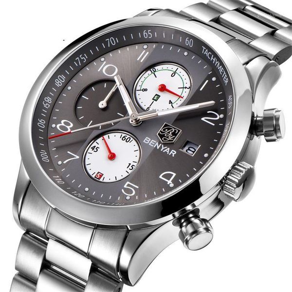 

wristwatches relogio masculino men watches sports quartz mens steel strap waterproof chronograph wristwatch, Slivery;brown