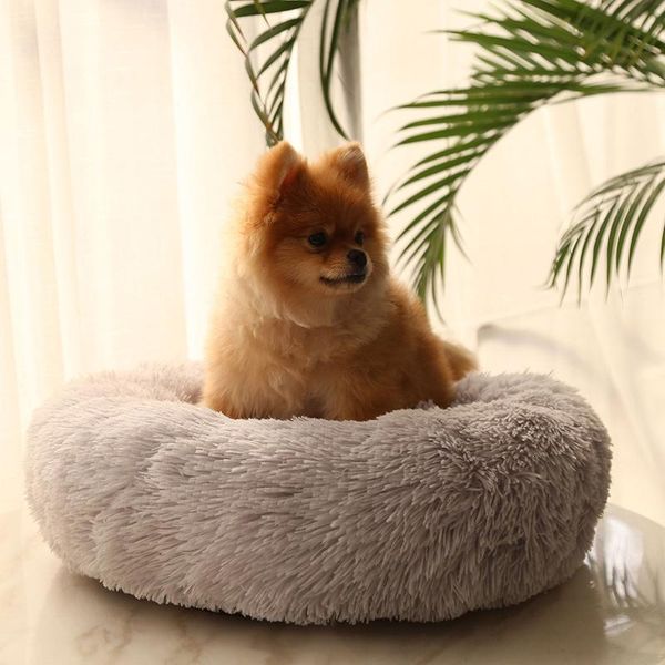 

kennels & pens soft plush cat beds kennel winter warm round dog bed rug fleece mat for house cushion fluffy sleeping puppy pet supplies