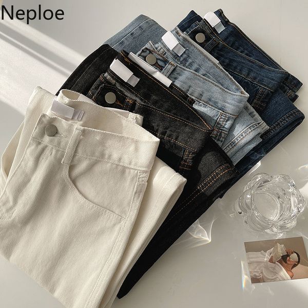 

neploe jeans women loose straight wide leg pants pantalones de mesclilla para mujer high waist loose korean fashion trousers 210422, Blue