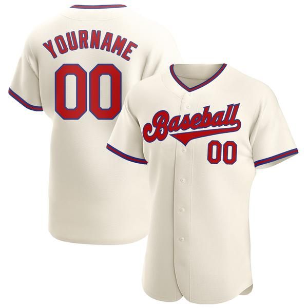 

custom cream red-royal-2 authentic baseball jersey, Blue;black